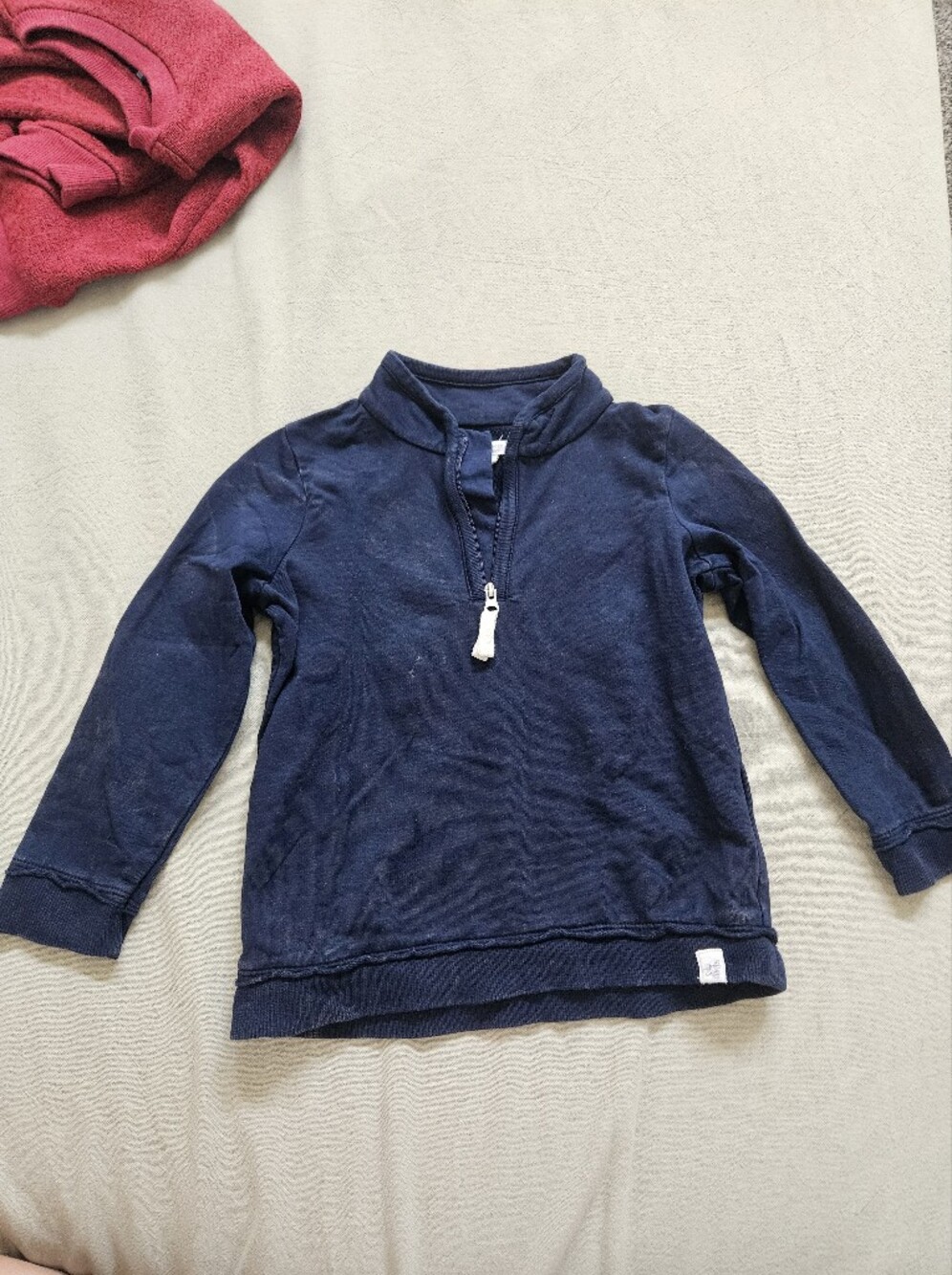 ​Burt's Bees Baby Navy Blue Quarter Zip Organic Cotton Sweatshirt Toddler 2T